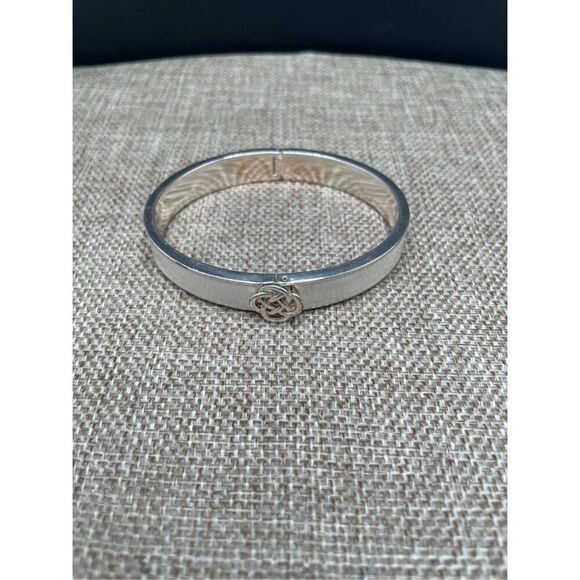 Stella and Dot Lindsay White and Gold-Tone Metal Hinged Bracelet - Picture 2 of 7